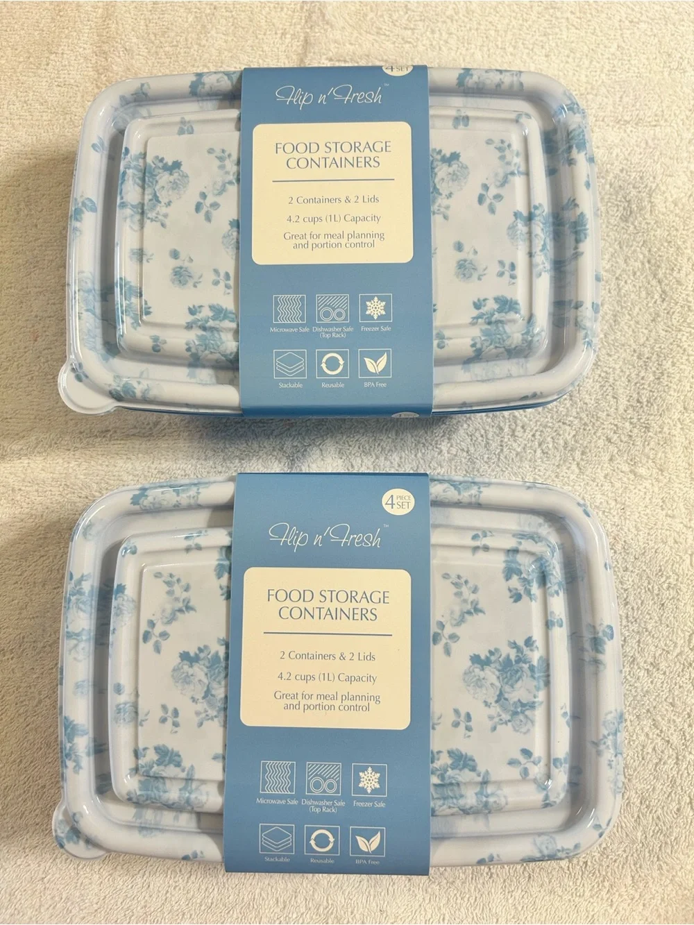 New! 4 Flip n’ Fresh Reusable Food Storage Containers & Lids